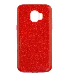 Силіконова накладка з блискітками для Samsung J2 (2018) J250 (червона)