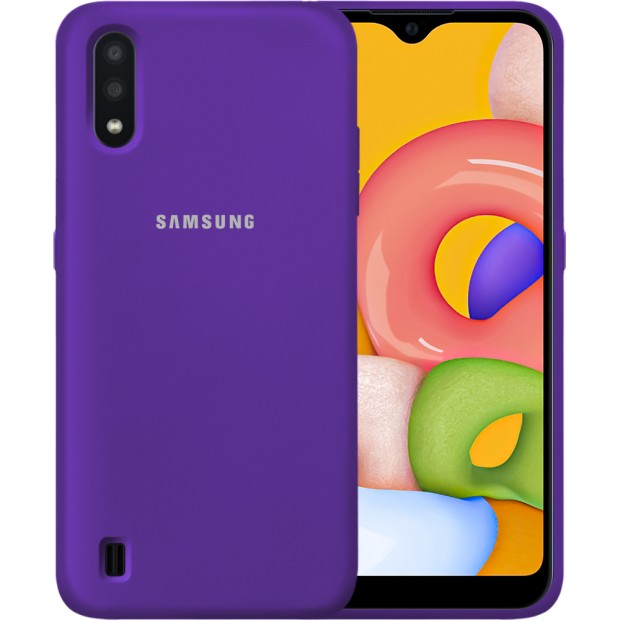 Силіконовий Original 360 чохол з логотипом для Samsung Galaxy A01 (2020) (Фіолетовий)