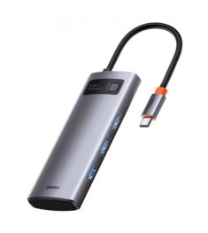 Перехідник USB HUB Baseus Metal Gleam (3USB3.0+4KHD+Type-C+Type-C) (Сірий) WKWG0..