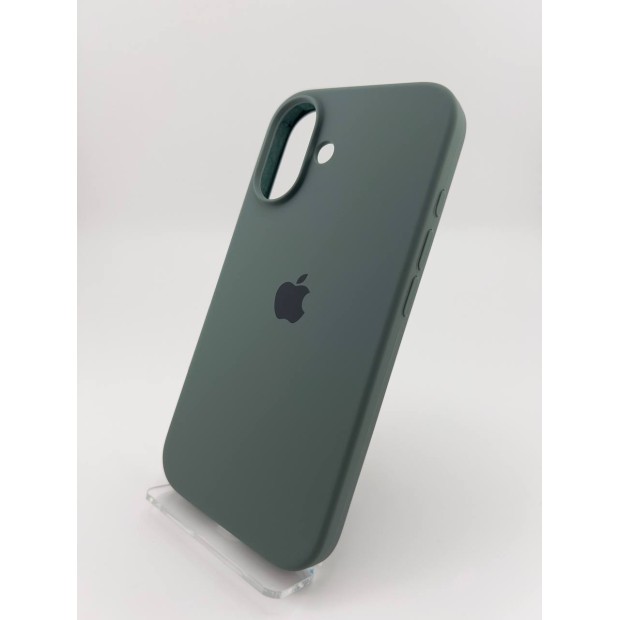 Силіконовий оригінальний чохол округлої форми для Apple iPhone 16 (55) темно-зеленого кольору