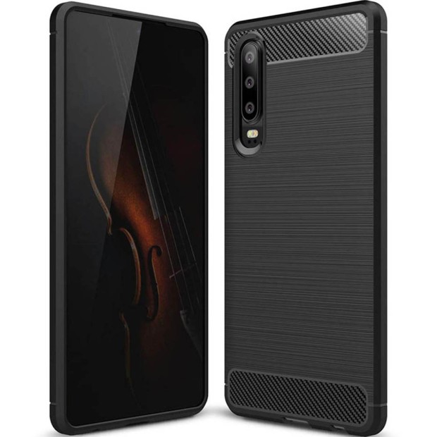 Силиконовый чехол Polished Carbon Huawei P30 (чёрный)