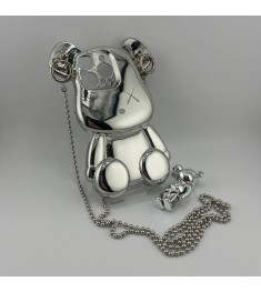 Чехол Teddy Bear Case with Strap iPhone 15 Pro Max (Silver)