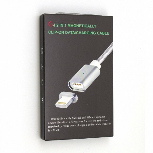 USB кабель Clip-ON Magnetic (Lightning) (стальной)