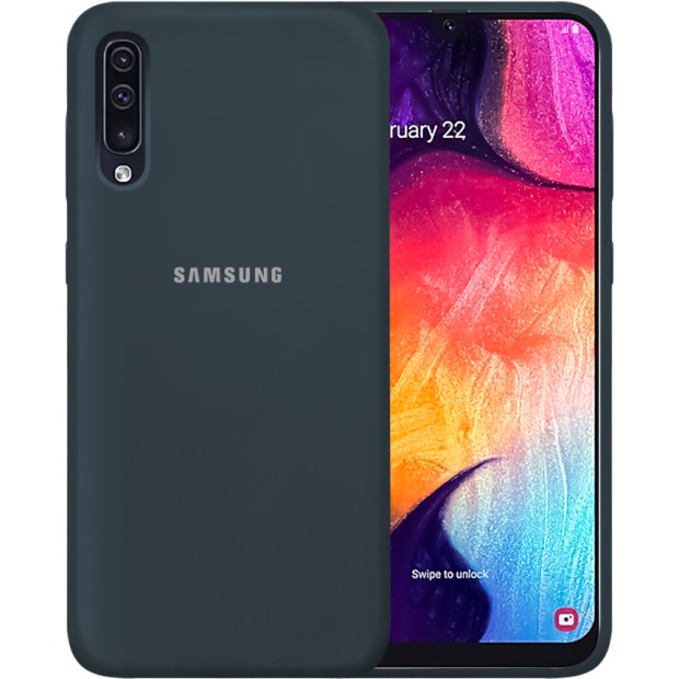 Силикон Original Round Case Logo Samsung Galaxy A30s / A50 / A50s (2019) (Тёмно-серый)