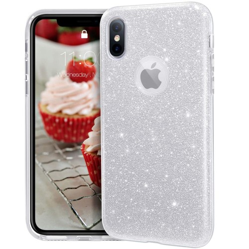 Силикон Glitter Apple iPhone XS Max (Серебряный)