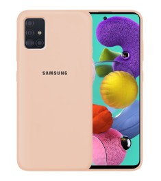 Силикон Original Round Case Logo Samsung Galaxy A51 (2020) (Пудровый)