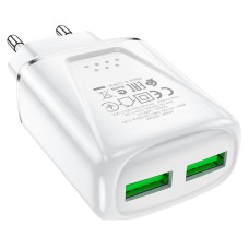 СЗУ-адаптер USB Borofone BA54A Wide Road 2USB QC3.0 18W (Белый)