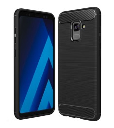 Силиконовый чехол Polished Carbon Samsung Galaxy A8 (2018) A530 (Чёрный)