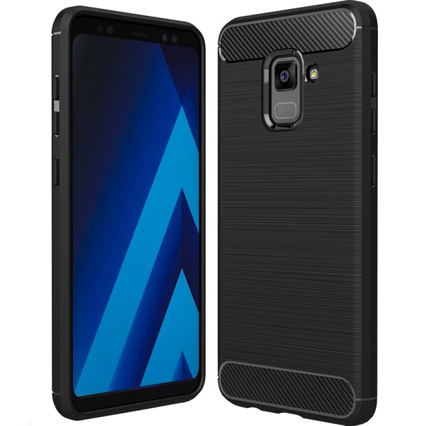 Чехол Силикон Polished Carbon для Samsung Galaxy A8 (2018) A530 (Чёрный)