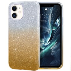 Силиконовый чехол Glitter Apple iPhone 11 (Серебряно-золотой)