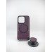 Чехол Leather Magsafe Case with PopSocket Apple IPhone 14 Pro (Dark Purple)