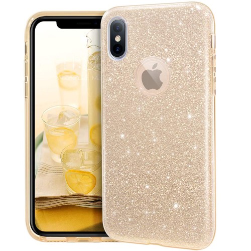 Силиконовый чехол Glitter Apple iPhone X / XS (Золотой)