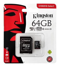 Карта памяти Kingston Canvas Select Plus MicroSDXC 64Gb (UHS-1) (Class 10) + SD-..