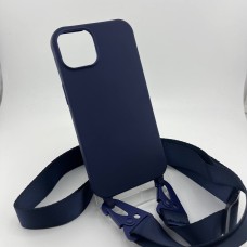 Чехол Silicone Case Shoulder Strap Apple iPhone 13 (Dark Blue)