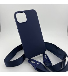 Чехол Silicone Case Shoulder Strap Apple iPhone 13 (Dark Blue)