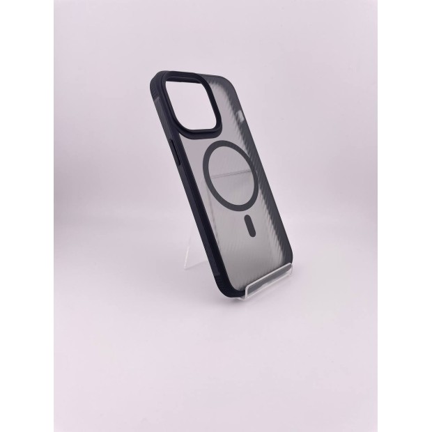 Силикон iPaky Carbon Clear with MagSafe iPhone 15 Pro Max (Black)