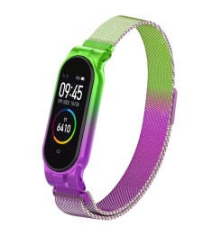Ремешок Milanese Loop Gradient Xiaomi Mi Band 3 / Mi Band 4 (Сиренево-зелёный)