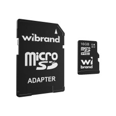 Карта памяти Wibrand MicroSDHC 16Gb (UHS-1) (Class 10) + SD-адаптер