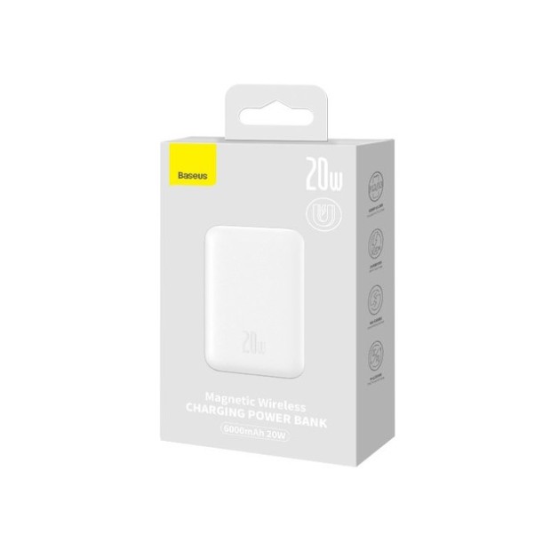 Беспроводной аккумулятор Baseus Magnetic Mini 20W 6000mAh (White)