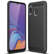 Силиконовый чехол Polished Carbon Samsung Galaxy A20 (2019) (Чёрный)