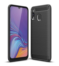 Силиконовый чехол Polished Carbon Samsung Galaxy A20 (2019) (Чёрный)