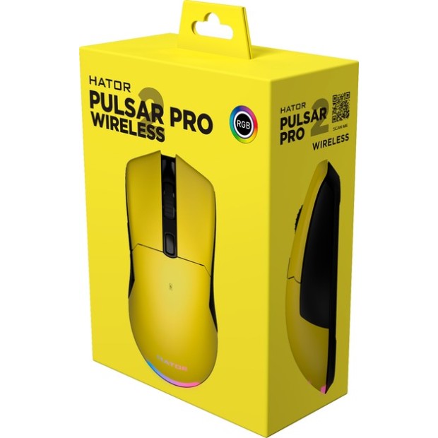 Мышь беспроводная Hator Pulsar 2 Pro (Yellow) (HTM-532)