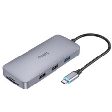 Переходник USB HUB Hoco HB32 Adapter (Type-C - HDTV+PD+USB3.0+USB2.0*2+SD+TF+RJ45)