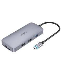 Переходник USB HUB Hoco HB32 Adapter (Type-C - HDTV+PD+USB3.0+USB2.0*2+SD+TF+RJ4..