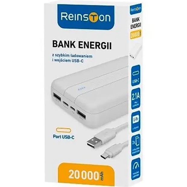 Внешний аккумулятор Powerbank Reinston EPB028 20000mAh (White)