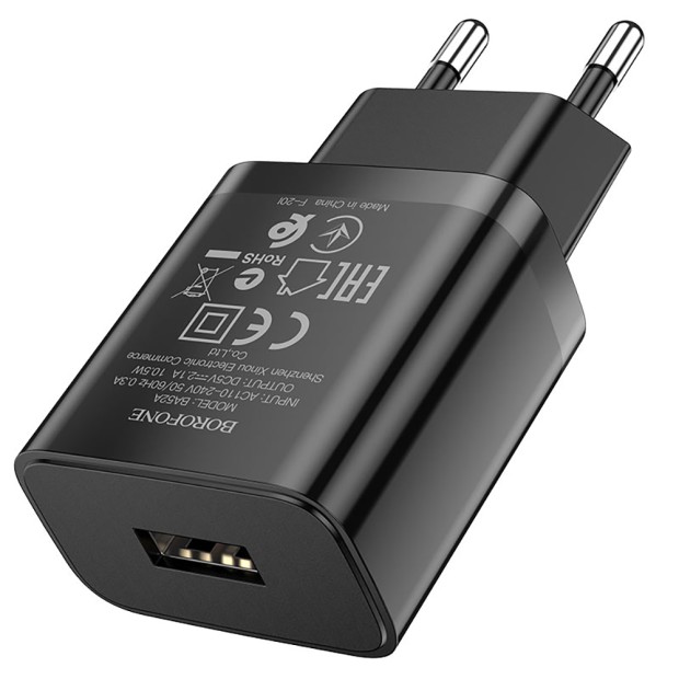 СЗУ-адаптер USB Borofone BA52A 2.1A (Чёрный)