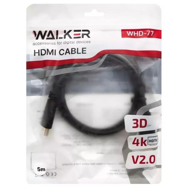 Кабель Walker WHD-77 HDMI - HDMI 2.0 4K (5m)