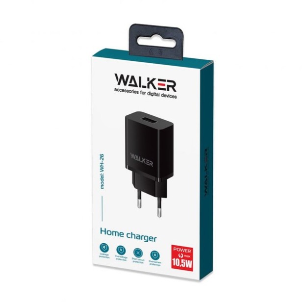 СЗУ-адаптер Walker WH-26 2.1A (1USB) + кабель MicroUSB (Чёрный)