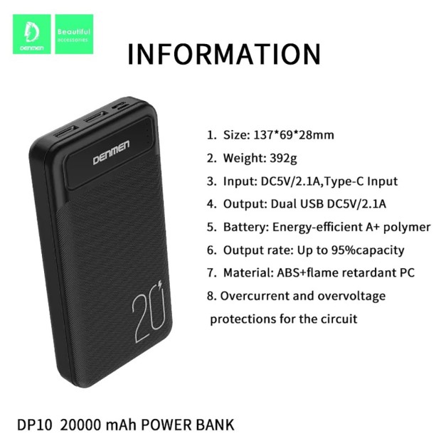 PowerBank Denmen DP10 20000mAh (Black)