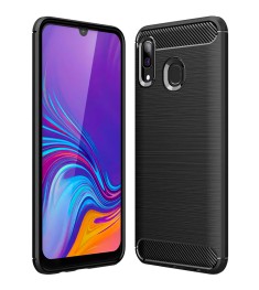 Силиконовый чехол Polished Carbon Samsung Galaxy A20 / A30 (2019) (Чёрный)
