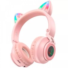 Беспроводные наушники-гарнитура накладные Borofone BO18 Cat Ear (Розовый) (Уценка) 1 категория