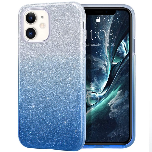 Силиконовый чехол Glitter Apple iPhone 11 (Серебряно-синий)