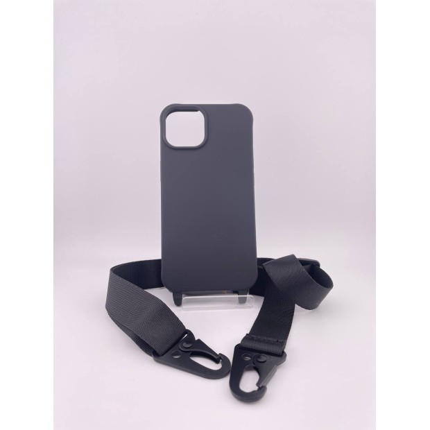 Чехол Silicone Case Shoulder Strap Apple iPhone 14 (Black)