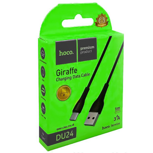 USB-кабель Hoco DU24 Giraffe 8mm (MicroUSB) (Чёрный)