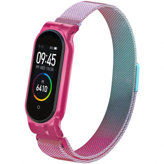 Ремешок Milanese Loop Gradient Xiaomi Mi Band 3 / Mi Band 4 (Розово-бирюзовый)