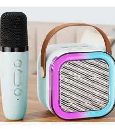 Микрофон-караоке с колонкой Bluetooth K12 RGB (1micro) (Голубой)