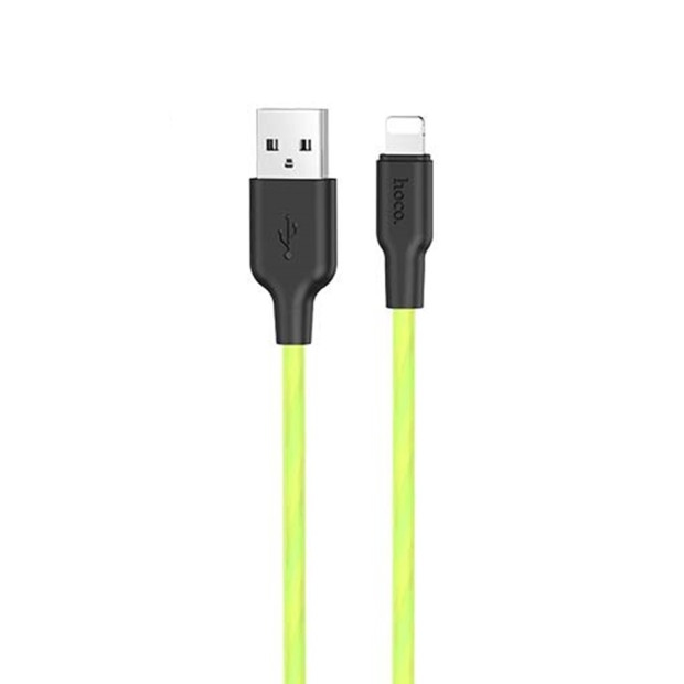USB-кабель Hoco Silicone X21 Plus Fluorescent 1m (Lightning) (Зелёный)