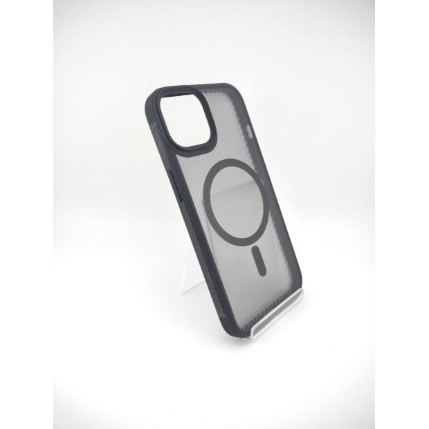 Силикон iPaky Carbon Clear with MagSafe iPhone 14 (Black)