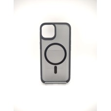 Силикон iPaky Carbon Clear with MagSafe iPhone 14 (Black)