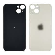 Заднее стекло корпуса для Apple iPhone 14 Plus Starlight (белое) (Big Hole)