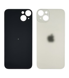 Заднее стекло корпуса для Apple iPhone 14 Plus Starlight (белое) (Big Hole)