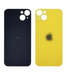 Заднее стекло корпуса для Apple iPhone 14 Plus Yellow (жёлтое) (Big Hole)