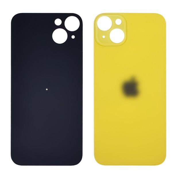 Заднее стекло корпуса для Apple iPhone 14 Plus Yellow (жёлтое) (Big Hole)