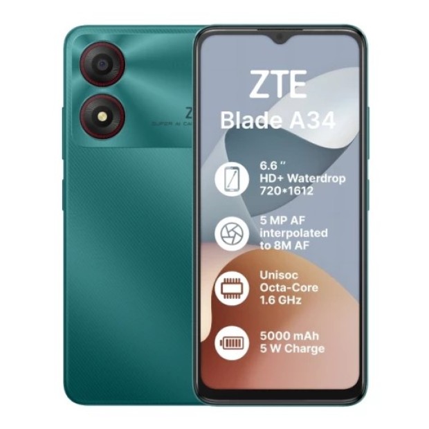 Мобильный телефон ZTE Blade A34 4/64GB (Green)