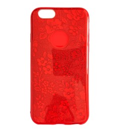 Силикон Glitter Apple iPhone 6 / 6s (Red Flowers)