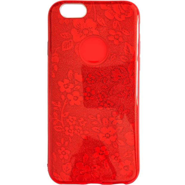 Силікон Glitter Apple iPhone 6 / 6s (Red Flowers)